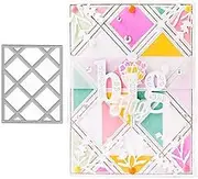 Diamond Rectangular Frame Metal Die Cuts, Diamond Rectangular Frame Cutting Dies Cut Stencils Card Paper Craft DIY Template Metal Cutting Dies Album Embossing Paper Dies for Card Making Scrapbooking