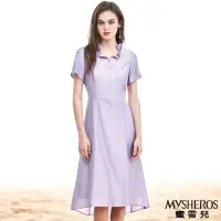 在飛比找momo購物網優惠-【MYSHEROS 蜜雪兒】素色洋裝 荷葉小V領 鑽飾 前短