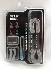 Set & Done Magnetic Shoelaces- No Tie Elastic Turn Any Shoe into a Slip-On, Gray