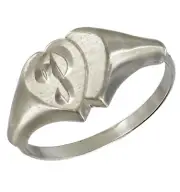 Silver Tone Initial Letter "P" Signet Ring Adjustable Size Womens Jewelry