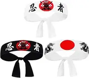 [FOMIYES] 3pcs Japanese Cooking Headband Headbands for Boys and Girls Samurai Costume Accessories Breathable Polyester Traditional Style