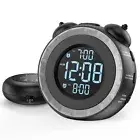uscce Loud Dual Alarm Clock with Bed Shaker - 0-100% Dimmer Vibrating Alarm