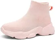 [Generic] Girls' Walking Shoes; Lightweight Soft Sole; Girls' Casual Shoes; Slip-on Socks Shoes; Knitted Shoes. Pink