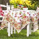 April Cornell Strawberry Basket Tablecloth 54 x 54 Breakfast Cloth White Red