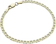 [Generic] Over Sterling Silver Solid Diamond-Cut Mariner Link Chain Bracelet for Men Women