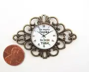 Dollhouse Miniature Bronze Wall Clock Ornate 1:12 Scale wGlass Dome OOAK New!