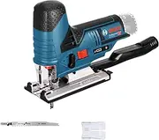 Bosch Professional 12V System GST 12V-70 cordless jigsaw (2 x saw blades, glide shoe, anti-splinter guard, cutting depth in wood: 70 mm, excluding batteries and charger, in carton)