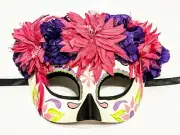 MSK71607 8" CATRINA Skeleton Party Mask Halloween Dia De Los Muertos Day of Dead