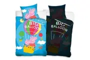 Peppa Pig Big Balloon Glow in the Dark Cotton Quilt Cover Set - Single Bed Size