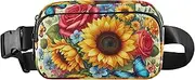[GAIGEO] Octopus Tentacle Musical Funny Waterproof Women Fanny Packs Hip Pack Belt Pouch Cartoon Travel Waist Pack for Men, spring rose sunflowers, 8 x 5.3 x 2.3 inch, Funny Print
