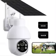 Solar Security Camera 2K 5MP Two Way Audio PIR Motion Detection 360° PTZ CCTV