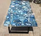 Blue Agate Dining Table Home Decor Top, Blue Agate Kitchen Top, Agate Countertop