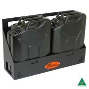 VONNIES 20L DUAL / DOUBLE WATER FUEL JERRY CAN HOLDER MOUNT POWDER COATED BLACK