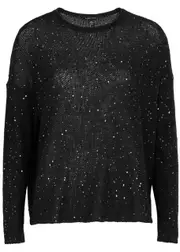 Eileen Fisher Sequin-embellished Wool Jumper - Dark Grey - S (UK 10-12 / M) S (UK 10-12 / M)