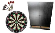 Tex Darts Titan Dart Board and Tex Darts Black Cabinet with Storage Drawer