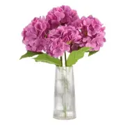 4pcs Artificial Hydrangea Flowers 18.5" Latex Faux Hydrangea Flower, Rose Red