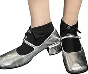 [Generic] Shirt Collar Button Socks, Button Turn Down Cuff Calf Socks, Ballet Style Personalized Shirt Collar Socks Vintage