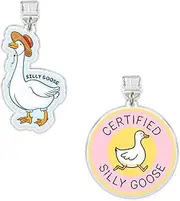 Set 2Pcs Certified Silly Goose, Silly Goose Kindle Charms Dust Plug Charm 1.5 Inches Funny Duck Humorous Joke Sarcastic Snarky Animal Quote Lightning/Type C Acrylic Material Accessories for E-Reader