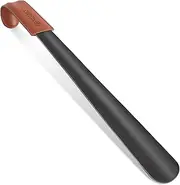 [ZOMAKE] Long Handled Shoe Horn with Leather Strap Stainless Steel Shoehorn for Boots