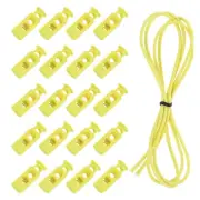 20 Pcs Double Hole Cord Locks with Elastic Cord, Yellow