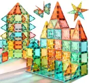Magnetic Tiles,100 Pieces Magnet Building Blocks Construction Stacking Educat...