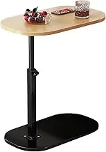 C Shaped Side Table, Adjustable Height C Shaped End Table, Couch Side Tables That Slide Under, 360°Swivel Couch Tables, Small Coffee C Table End Table for Sofa Bed Bathtub (Beige)