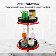 2 Tier Turntable Spice Rack Organizer 360° Rotating Seasoning Organizer xiGRM