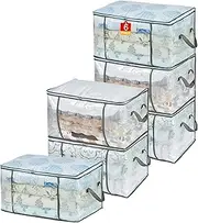 MKOKYD 80L Clear Large Storage Bag, Clothes Storage Containers for Organizing Closet, Bedroom, Underbed, Comforters, Clothing, Blankets, Pillow, Foldable Organizer with Sturdy Handle and Zippers (6)