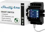 Shelly Pro 4PM | Wi-Fi, LAN & Bluetooth 4 Channel Smart Relay with Power Metering | Home Automation | Compatible with Alexa & Google Home | iOS Android App| Remote Appliances Control and Monitoring