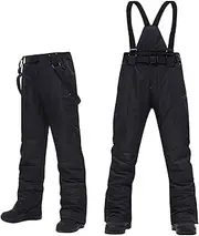 [GDDO] N/A Men's Ski Bibs Insulated Trousers Snow Pants Warm Skiing Suits Snowboarding Work Trousers Waterproof and Windproof,Black,XL