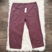 Eileen Fisher Plus Size 3X Fig Ribbed Straight Ankle Pants Tencel Lyocell Mauve