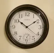 CROSSTIME ACRYLIC 12" WALL CLOCK - DISTRESSED ESPRESSO FRAME w/GOLD HIGHLIGTS