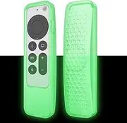 Fintie 2-in-1 Protective Case for 2021 2022 Apple TV Siri Remote and AirTag - Lightweight Anti Slip Shockproof Cover for Apple TV 4K / HD Siri Remote Controller (2nd Gen / 3rd Gen), Green Glow