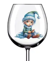 12x Christmas Boy Colourful Wine Glass Bottle Van Vinyl Sticker Decals a1558