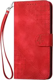 Fashion Embossed Business Housing Compatible with Samsung Galaxy Z Fold 3 4 5 6 Fold5 SM-F9460 5G Leather Case Flip Cover Anti-Fall Card Slots Phone Cover (Red,Samsung Z Fold6)
