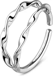 [OUFER] 20G Nose Piercing 8 mm Nose Ring Seamless Open Nose Piercing Ring Double Line Cartilage Ear Piercing Nose Hoop Ring Nostril Piercing Ring