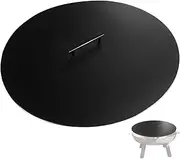 28" Fire Pit Lid Round Outdoor Fireplace Cover Lid Heat Resistant Flat Burner Pan Cover for Round Patio Fire Pit Prevent Sparks, Snuff Campfire