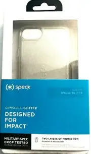 Speck Gemshell Clear+Glitter Case for iPhone 7/8/SE 2nd-Clear Gold Glitter #5736