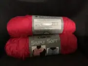 2 Caron “Simply Soft” Rubine Red #9748 - No Dye Lot