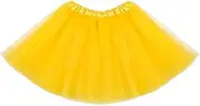 [FSSTUD] Girls Solid Color Tutu Skirt 3 Layers Ballet Skirt Princess Dance Skirt Fluffy Layered Skirt Mesh Tulle Dance Skirt Yellow