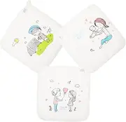 ASAKKURA 3pcs Saliva Towels Soft Cotton Washcloths for Showers Gentle Skin Highly Absorbent Machine Washable with Cute Prints Football Heart
