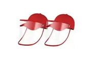 2X Outdoor Protection Hat Anti-Fog Pollution Dust Protective Cap Full Face HD Shield Cover Kids Red