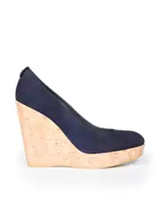 Navy Suede Cork Wedges