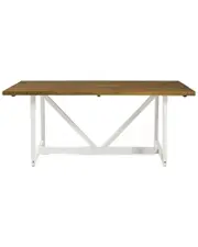 Walker Edison Modern Farmhouse Solid Wood V-Frame Trestle Dining Table