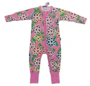 Bonds Baby Wondersuit Coverall 2-Way Zip Romper Pink Floral New with Tags
