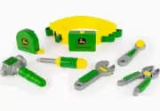 New John Deere Deluxe Talking Toolbelt 7pc Kids Tool Sounds:3 Farm Work Toy Set