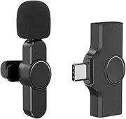 Wirel 2.4G Microphone 360° Omnidirectional Lapel Mic Noise Reduction 20m Transmit Distance Compat with Type-C Android Phone Tablet for YouTube Facebook Live Streaming Video Black One Size