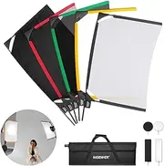 NEEWER Foldable Scrim Flag Kit, 18x24in/45x60cm 5 in 1 Photography Flag Panel Lighting Reflector Diffuser Light Modifier Shaper for Soft, Diffused & Light Effects, Carry Bag Included, SF4560F
