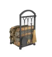 Lizh Metalwork Fireplace Log holder with Fireplace Tools, Wrought Iron Indoor...