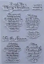MaGuo Sentiments Warm Friendly Christmas Clear Stamps for DIY Paper Craft Card Making Decoration or Scrapbooking
